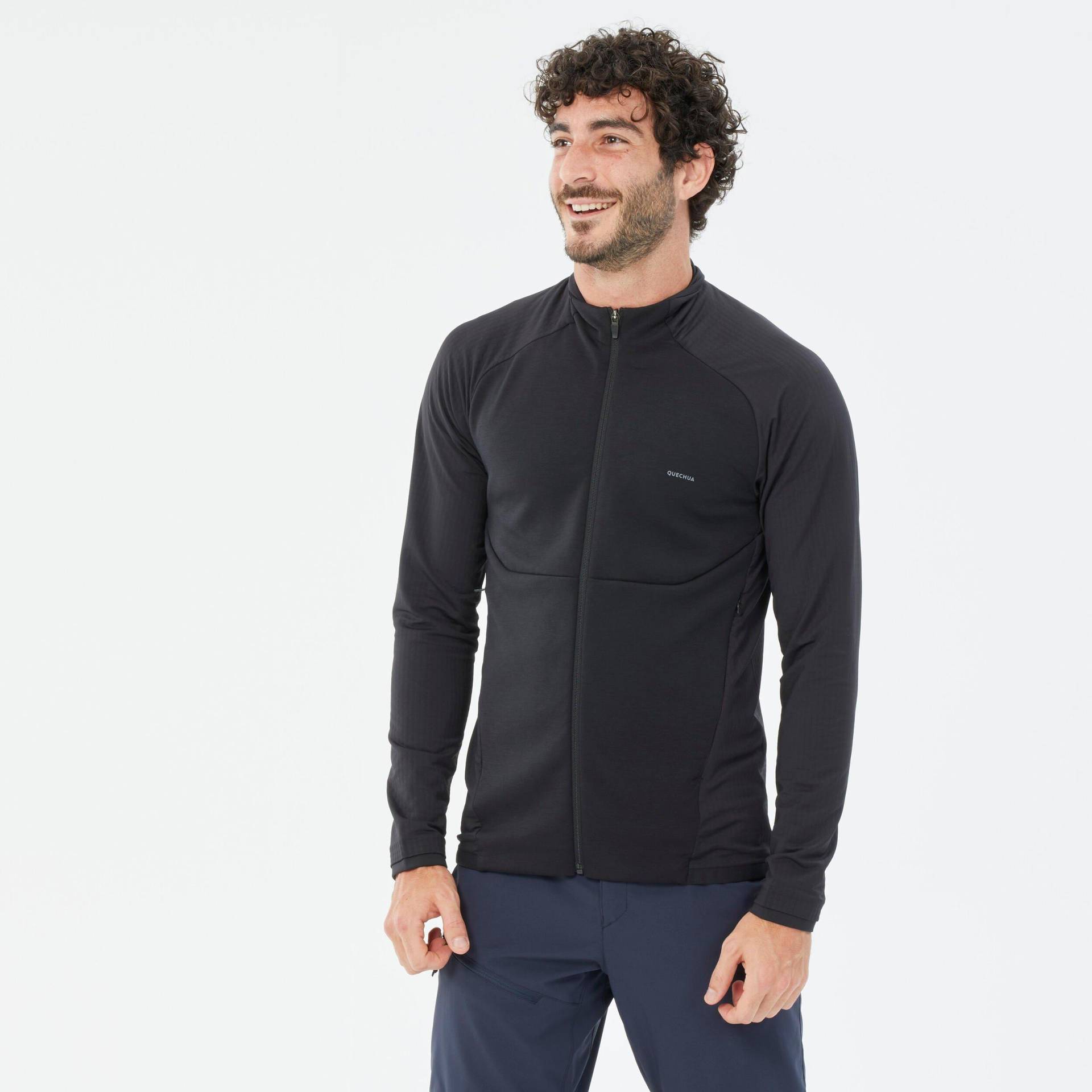 Fleecejacke Leicht Bergwandern - Mh520 Light Herren Schwarz Leicht L von QUECHUA