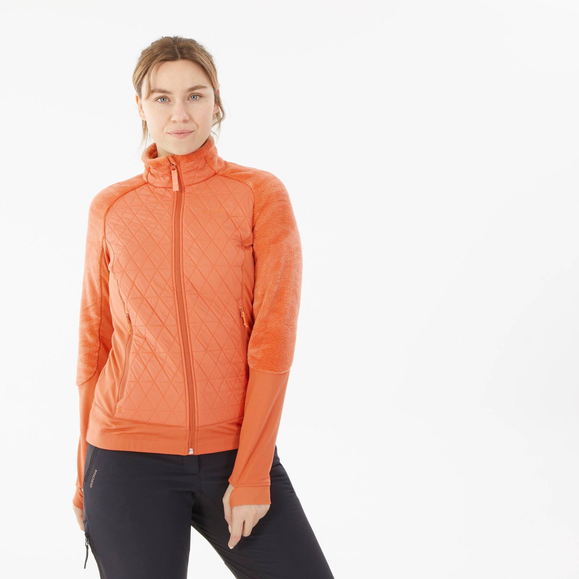 Fleecejacke Warm Hybrid Winterwandern - Sh900 Mountain Damen Orange Bunt XS von QUECHUA