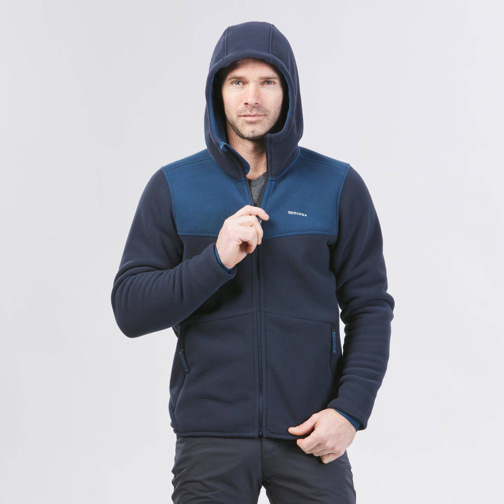 Fleecejacke Warm Winterwandern - Sh500 Herren Blau Bedruckt 3XL von QUECHUA