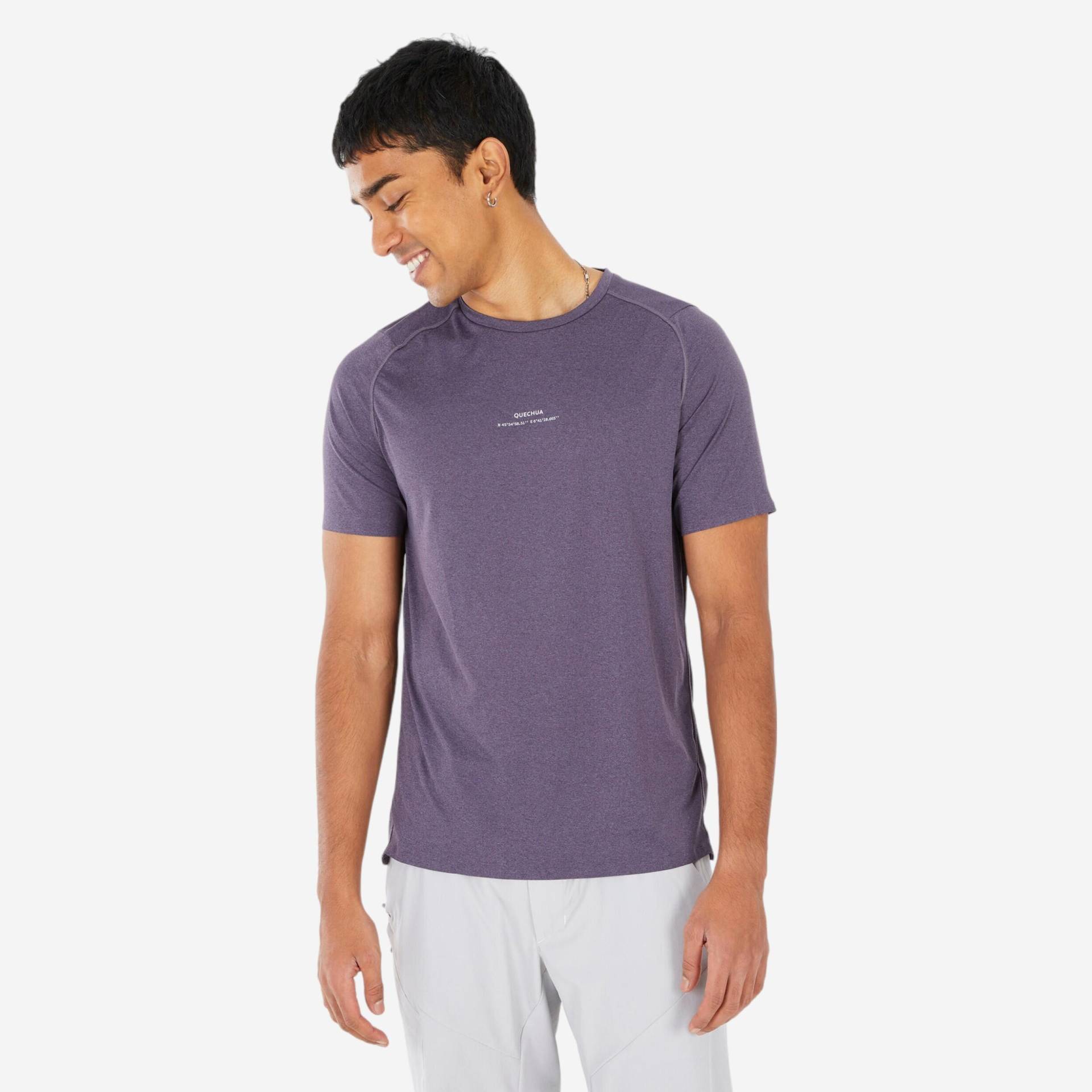 Kurzarmshirt - Mh500 Herren Violett Bedruckt M von QUECHUA