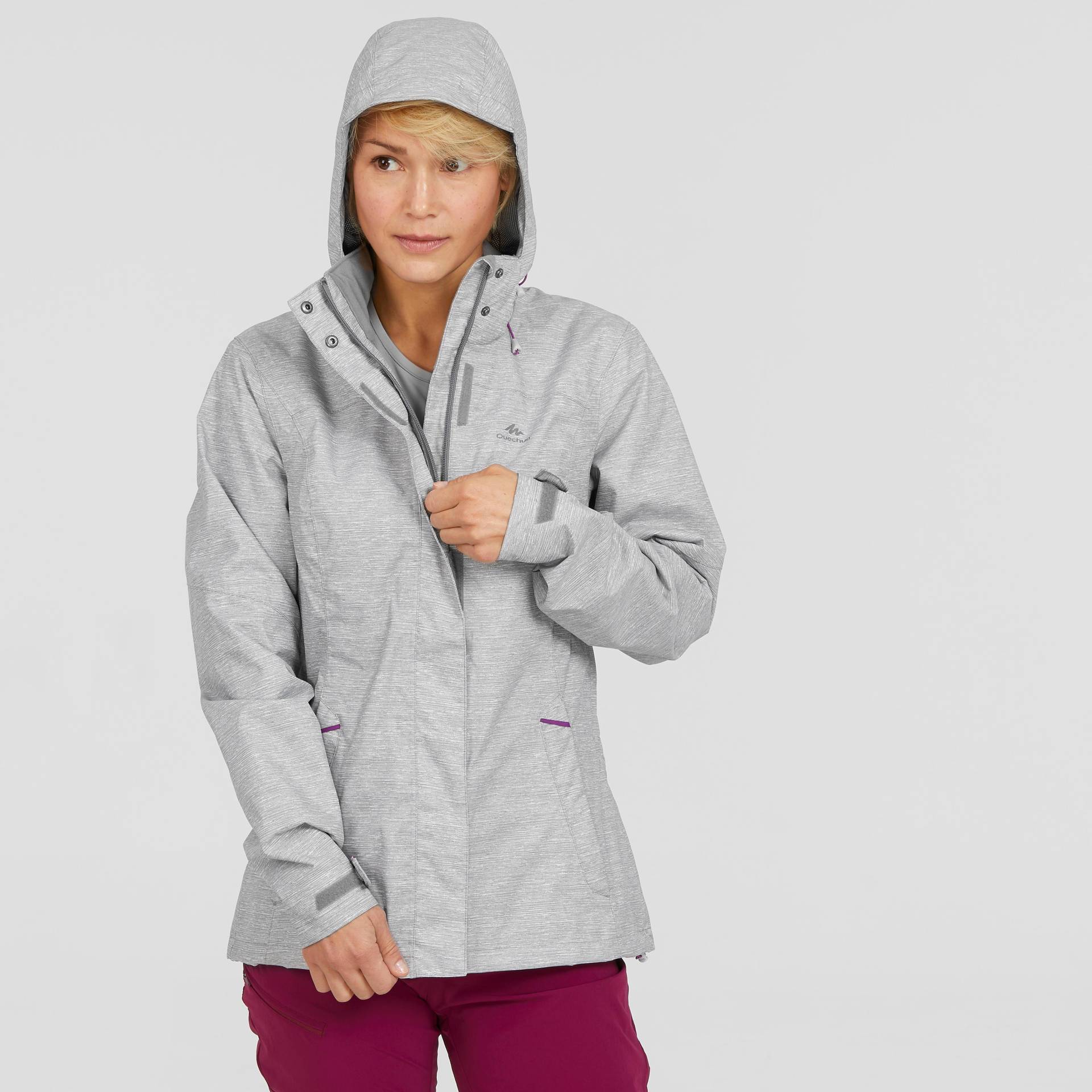 Jacke - Mh100 Wtp Damen Gewittergrau XXS von QUECHUA