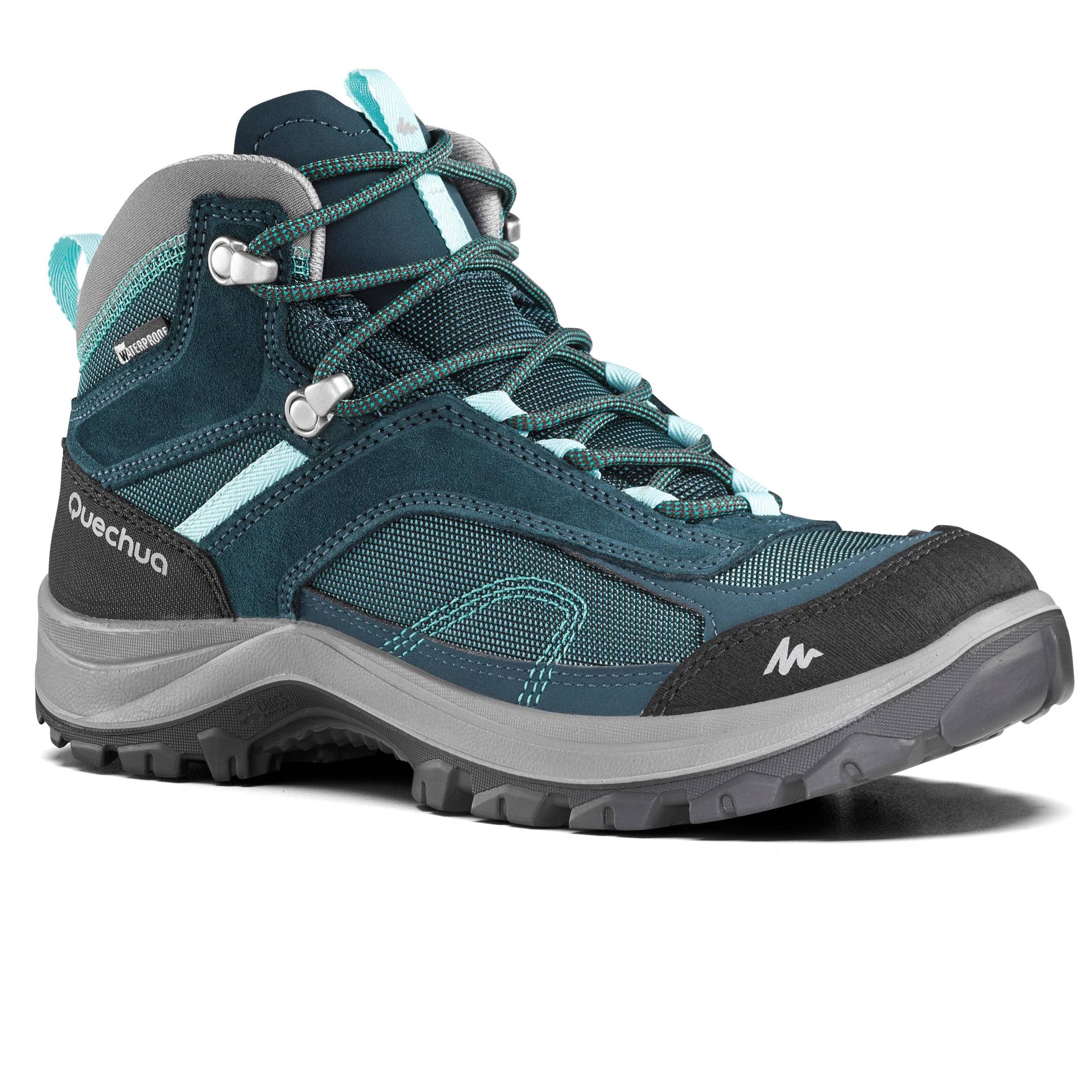 Schuhe - Mh100 Mid Wtp Unisex Blau Bedruckt 42 von QUECHUA