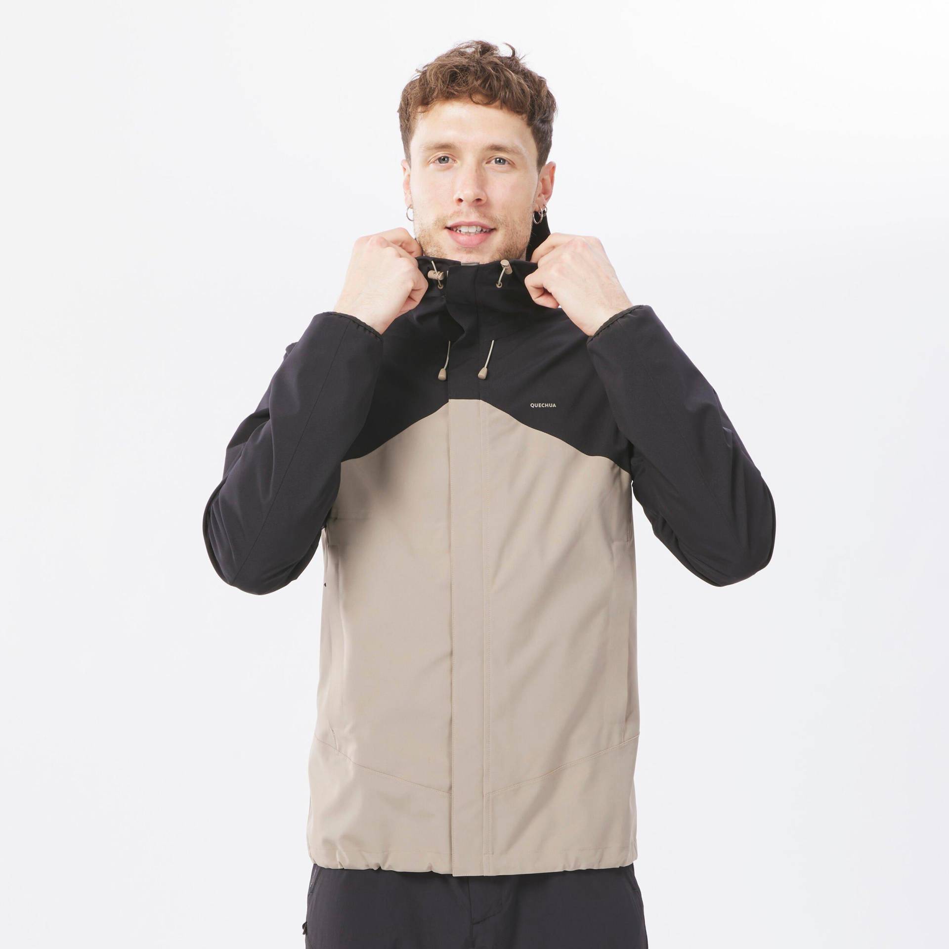 Wanderjacke Wasserdicht Leicht - Mh150 Herren Beige Medium S von QUECHUA