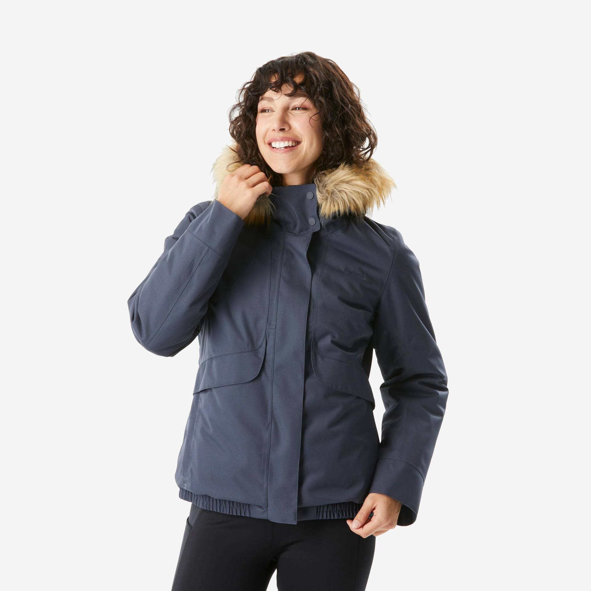 Winterjacke Blouson Warm Bis -8°c Wasserdicht Winterwandern - Sh500 Damen Blau Bedruckt 52/2XL von QUECHUA