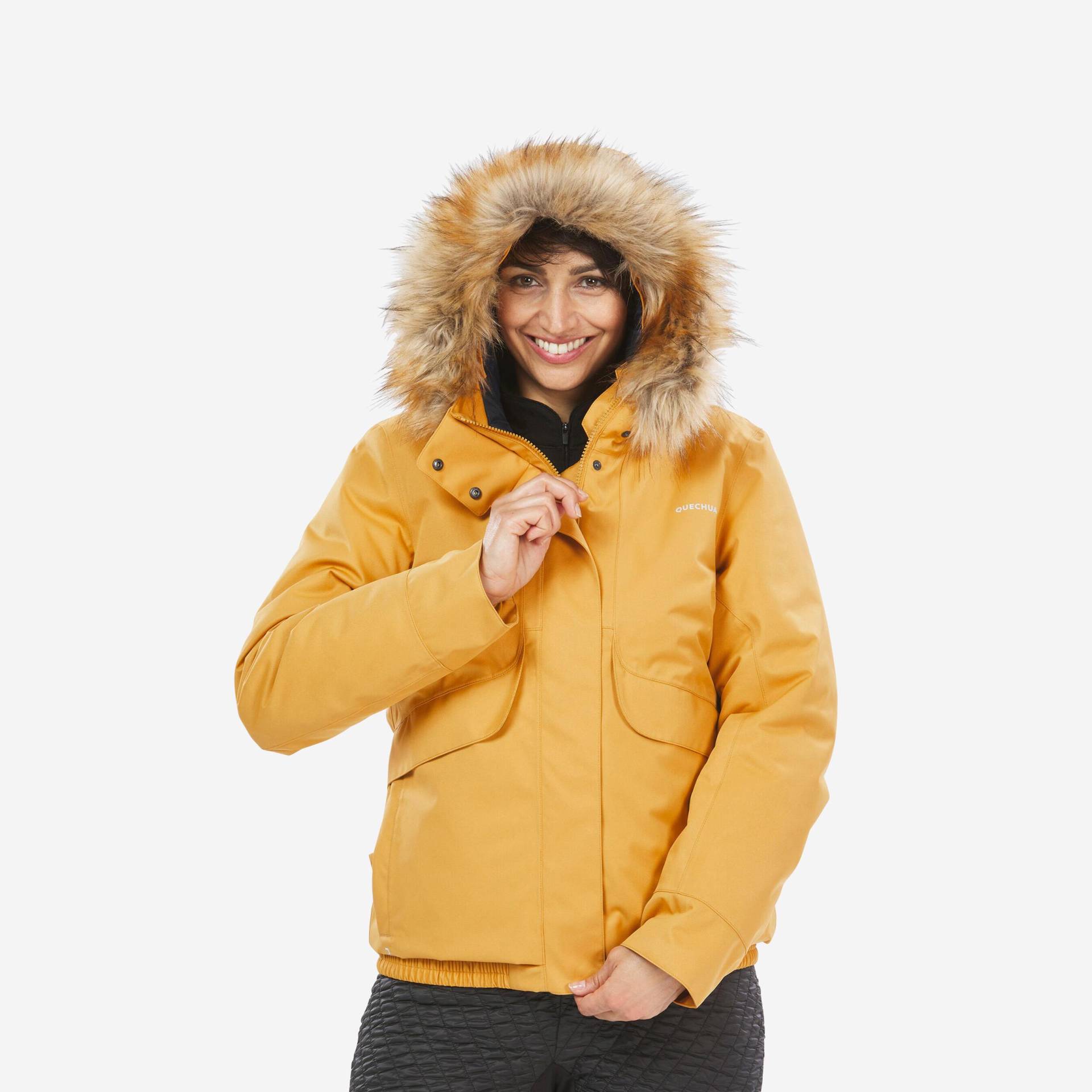 Winterjacke Blouson Warm Bis -8°c Wasserdicht Winterwandern - Sh500 Damen Gelbgold L von QUECHUA