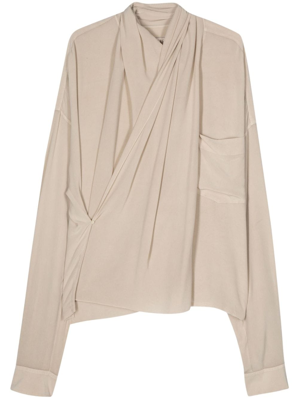 QUIRA crepe silk shawl blouse - Neutrals von QUIRA