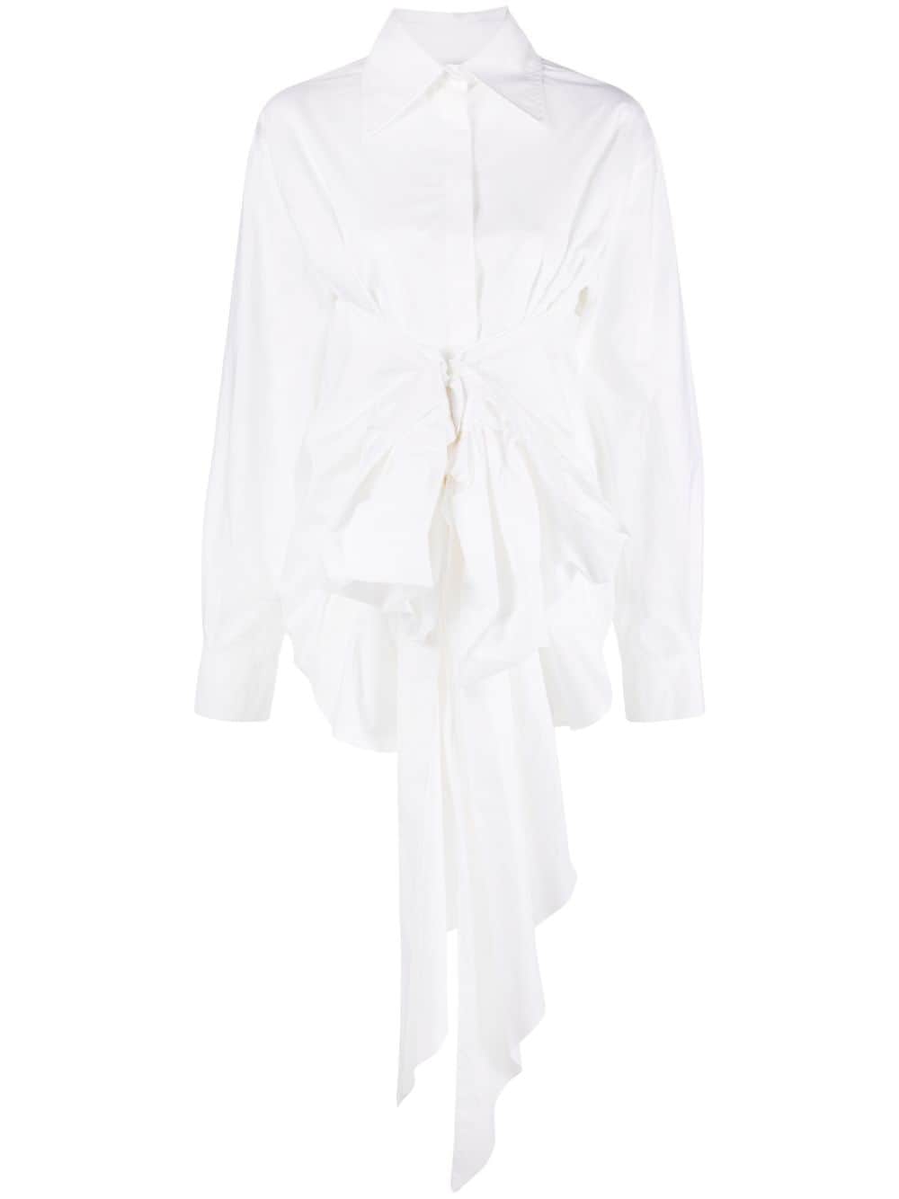 QUIRA draped-detail cotton shirt - White von QUIRA