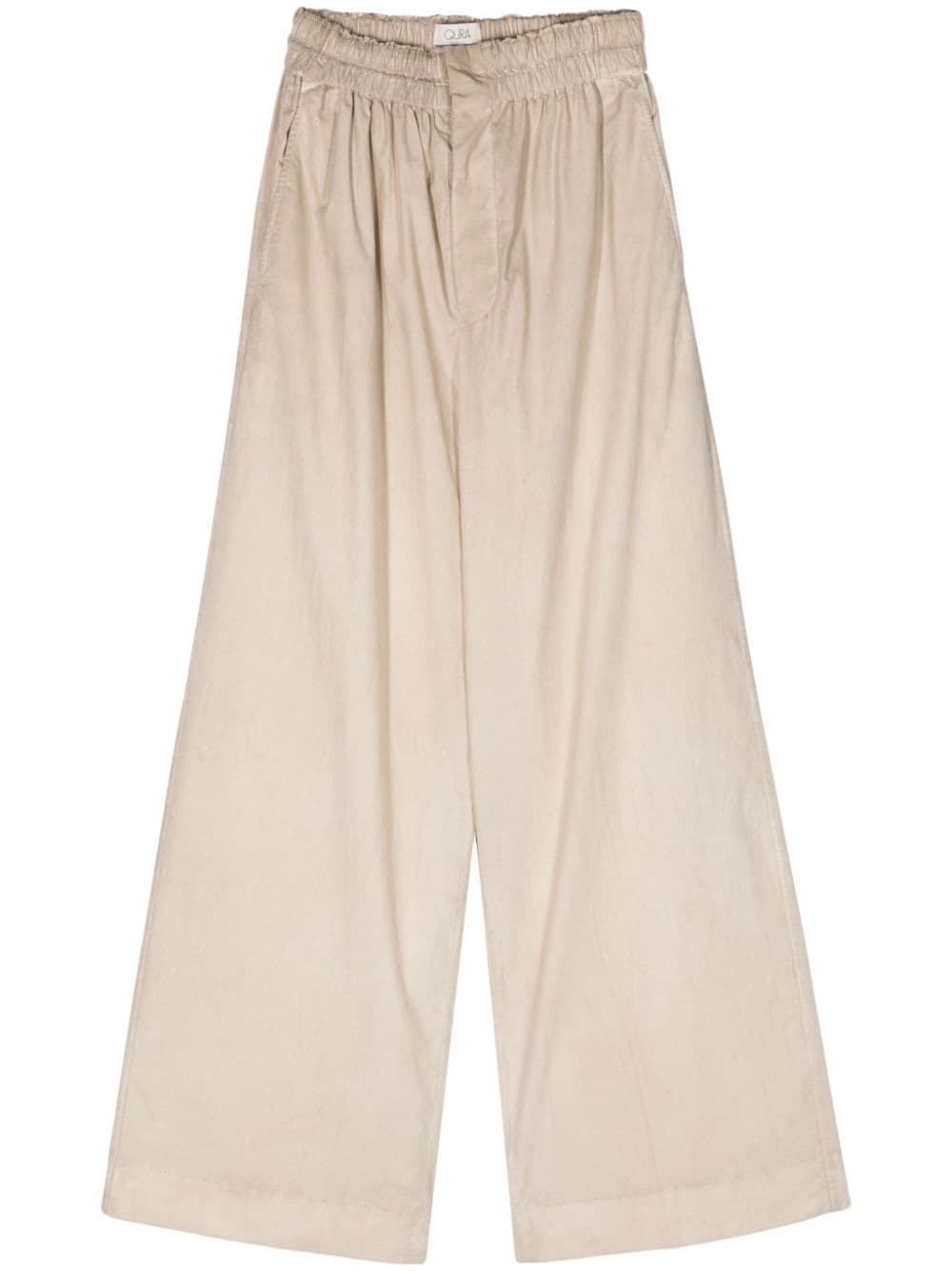 QUIRA elasticated-waist cotton palazzo pants - Neutrals von QUIRA