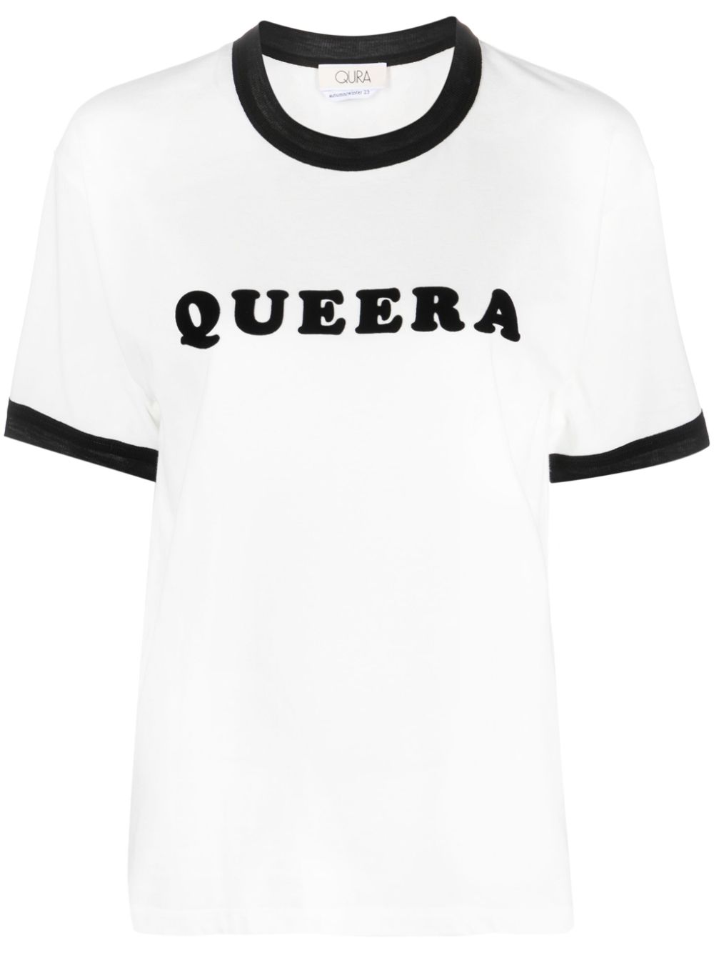 QUIRA logo-print contrast-trim T-shirt - White von QUIRA