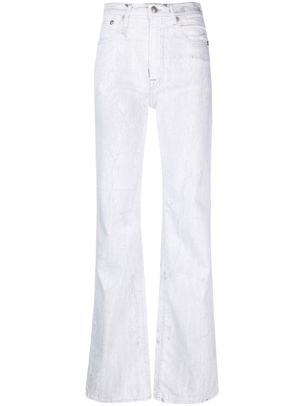 R13 Jane crackled-effect wide-leg jeans - White von R13