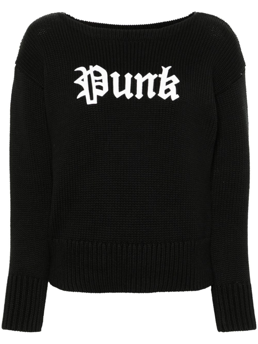 R13 Shrunken slogan-appliqué cotton jumper - Black von R13