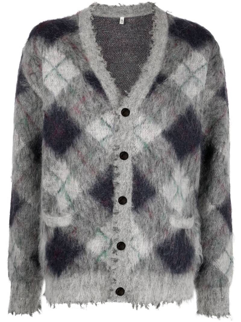 R13 argyle-knit mohair wool-blend cardigan - Grey von R13
