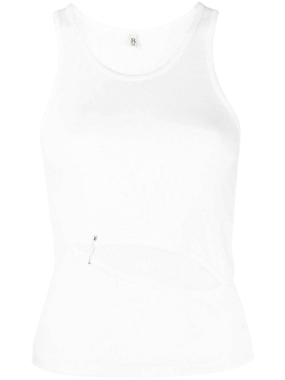 R13 cut-out ribbed tank top - White von R13