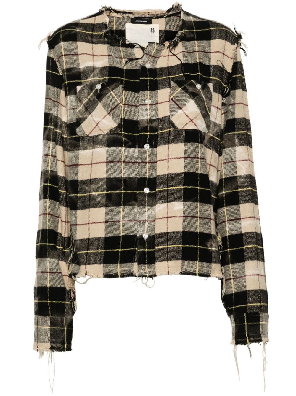 R13 distressed plaid cotton shirt - Neutrals von R13