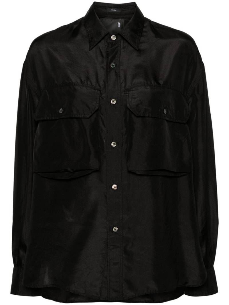 R13 flap-pockets silk shirt - Black von R13