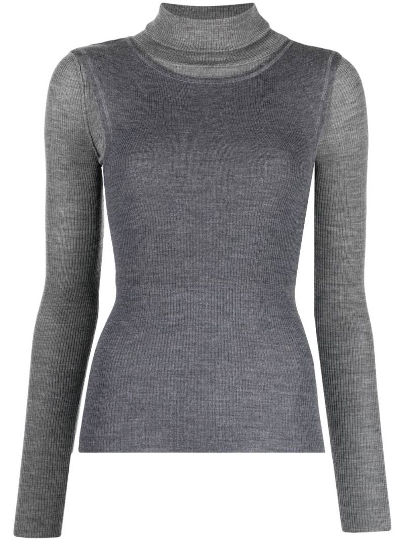 R13 layered roll-neck ribbed top - Grey von R13