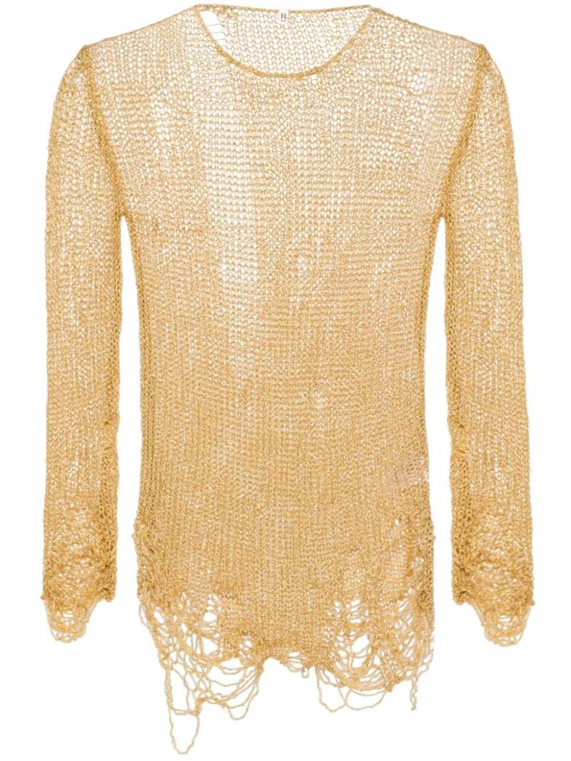 R13 open-knit distressed top - Gold von R13