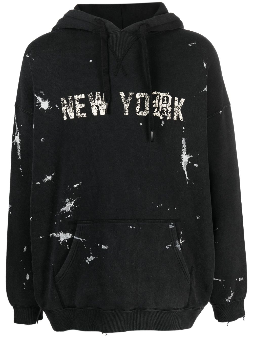 R13 paint-splatter distressed-effect hoodie - Black von R13