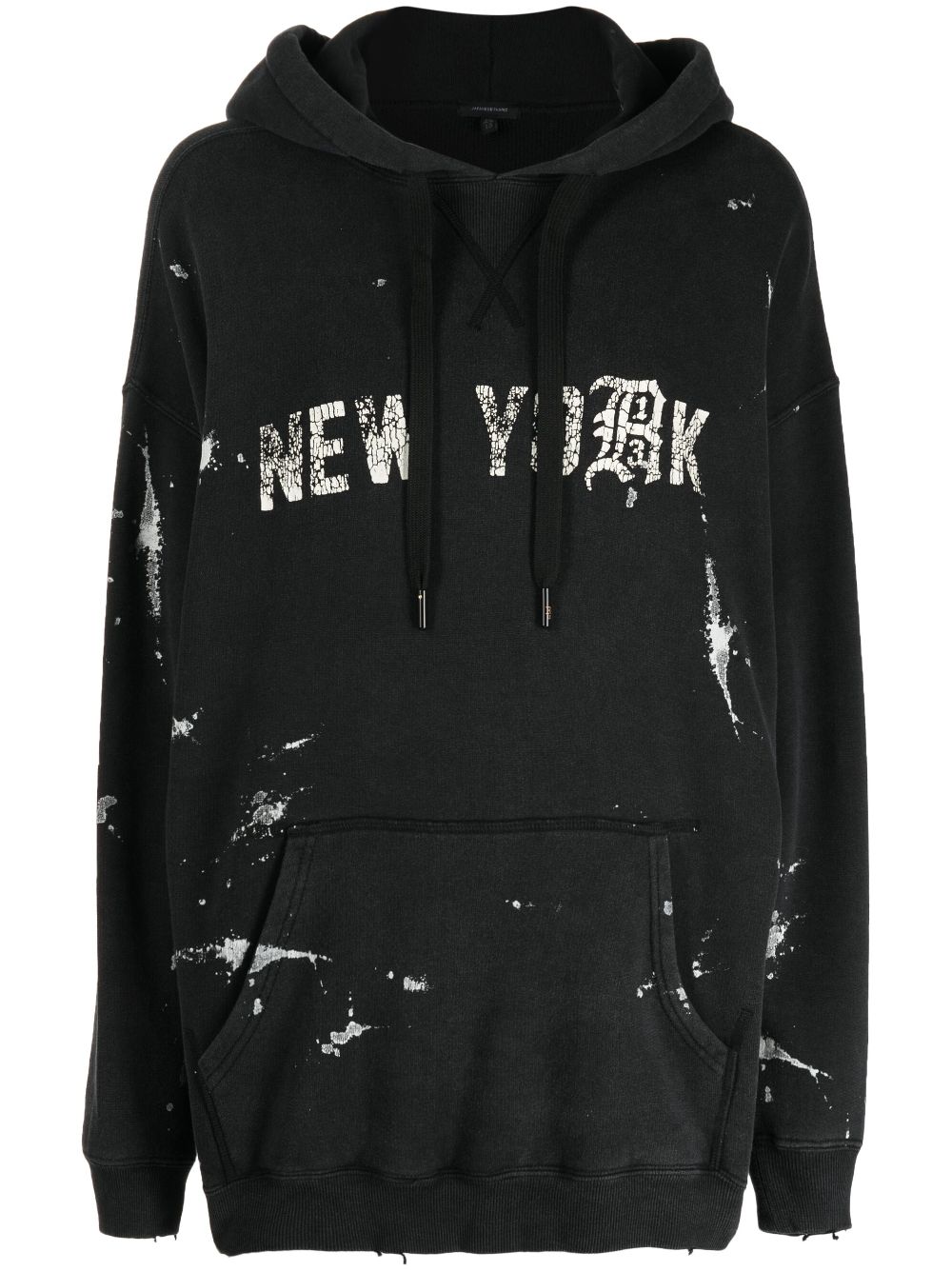 R13 slogan-print distressed hoodie - Black von R13