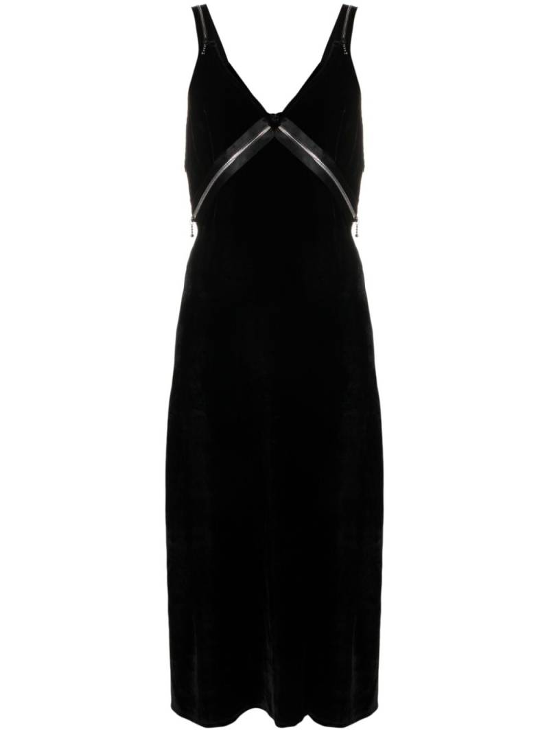 R13 zip-detail V-neck midi dress - Black von R13