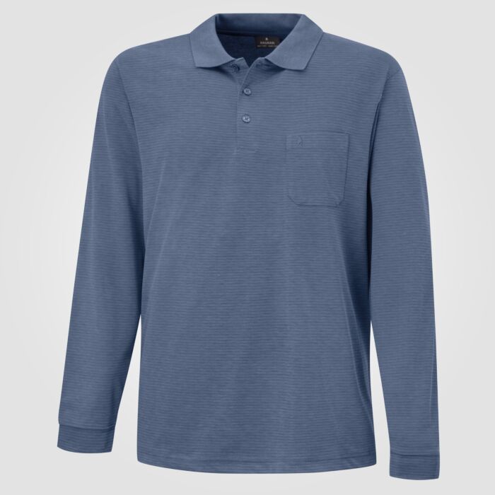 Ragman Herren Poloshirt Fineliner Langarm, blau von Ragman