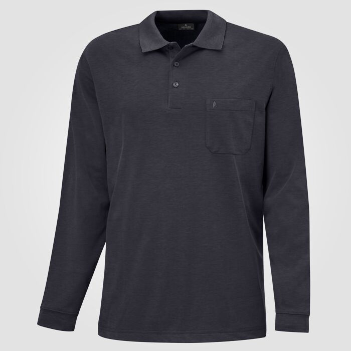 Ragman Herren-Poloshirt langarm uni, schwarz von Ragman