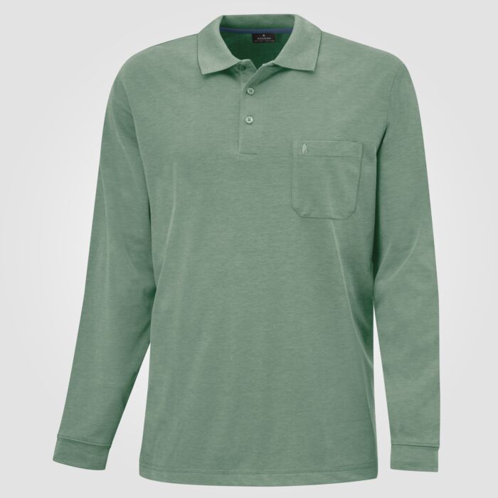 Ragman Herren-Poloshirt langarm uni, grün von Ragman