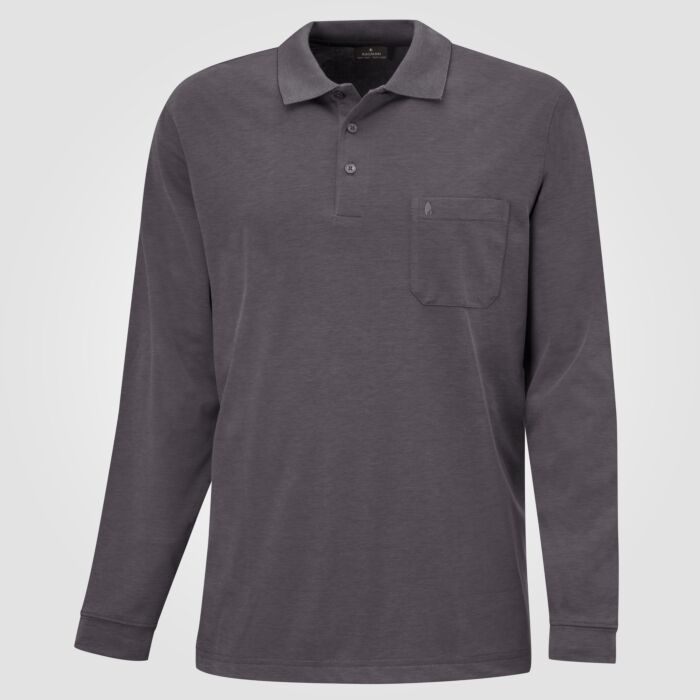 Ragman Herren-Poloshirt langarm uni, anthrazit, Xxxl von Ragman