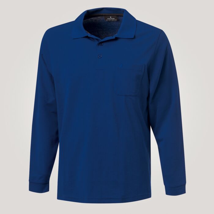 Ragman Herren-Poloshirt langarm uni, royal von Ragman