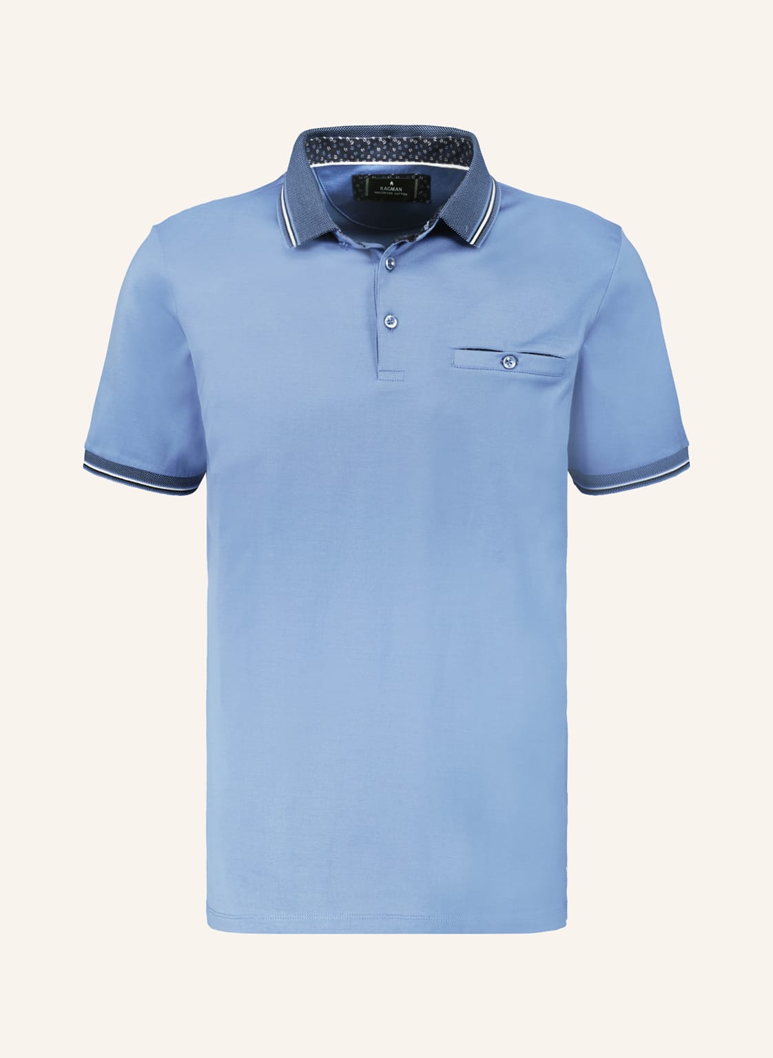 Ragman Jersey-Poloshirt blau von RAGMAN