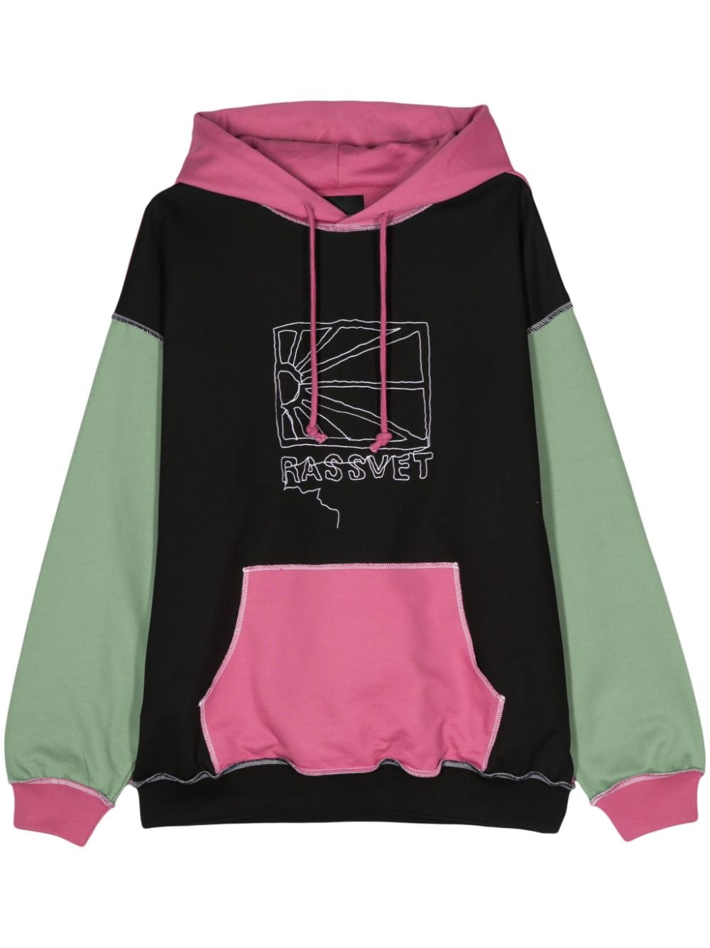 RASSVET logo-embroidered cotton hoodie - Black von RASSVET