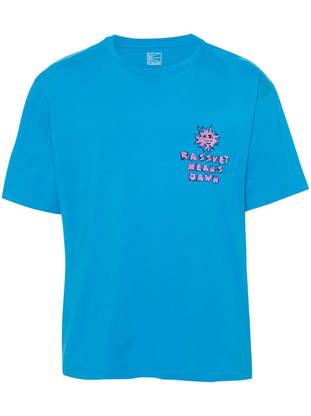 RASSVET logo-flocked cotton T-shirt - Blue von RASSVET