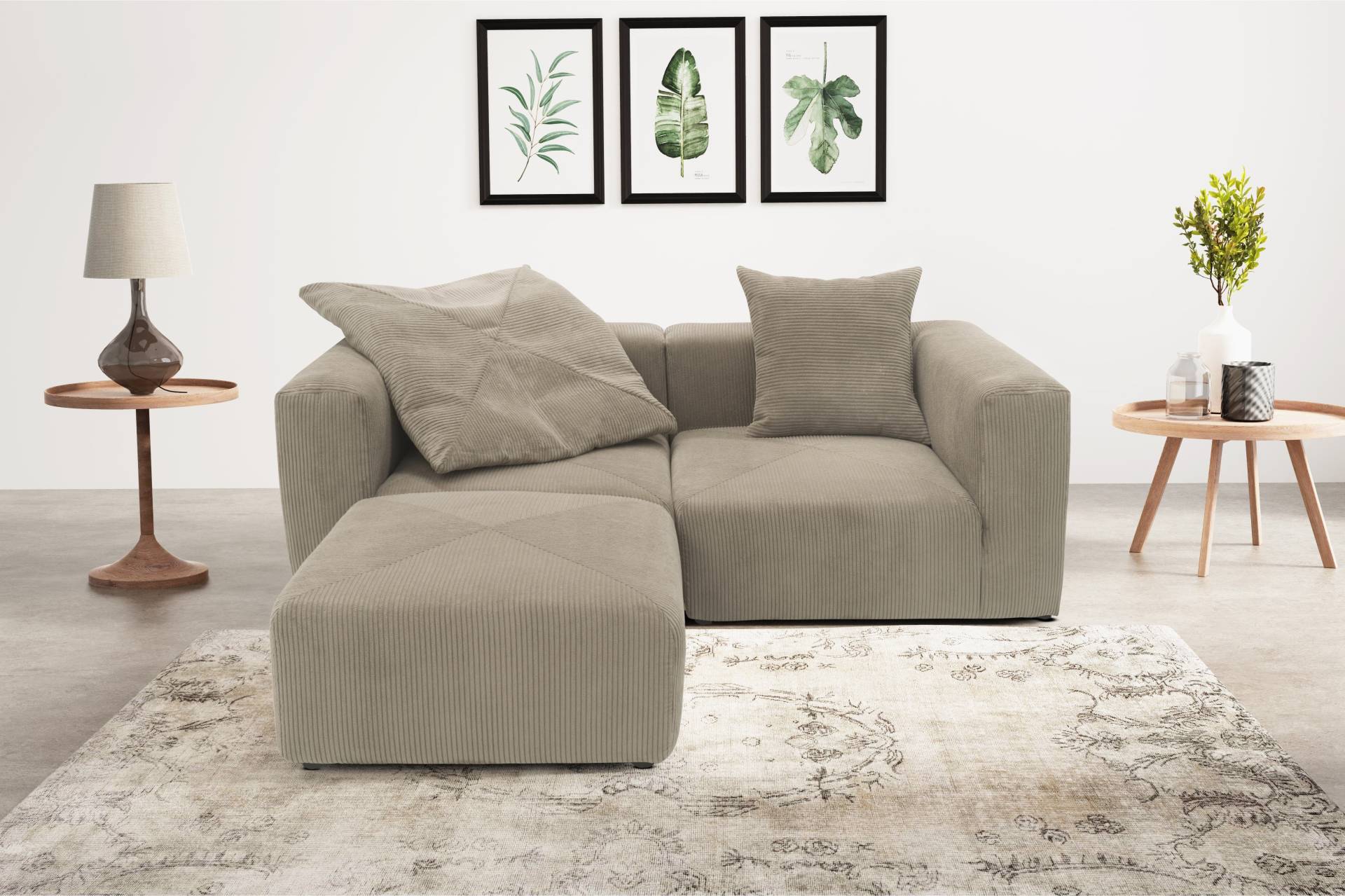 RAUM.ID Ecksofa »Gerrid L-Form«, Cord, Modulsofa, bestehend aus 2 Eckelementen + 1 Hocker von RAUM.ID