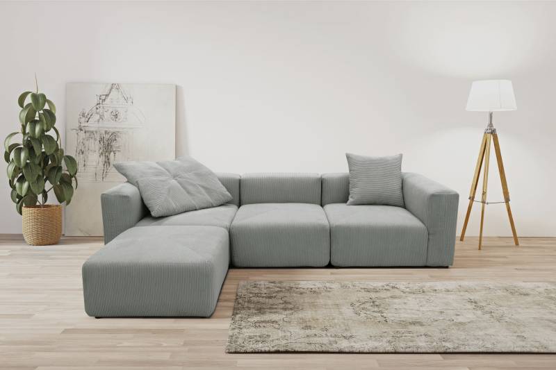 RAUM.ID Ecksofa »Gerrid L-Form«, Cord-Bezug, Modulsofa, bestehend aus Eck- und Mittelelement + Hocker von RAUM.ID