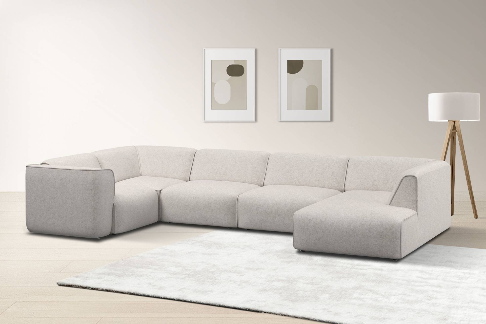 RAUM.ID Wohnlandschaft »Merid U-Form, jederzeit durch Module erweiterbar, B/T/H: 367/206/70 cm«, als Modul oder separat verwendbar, für individuelle Zusammenstellung von RAUM.ID