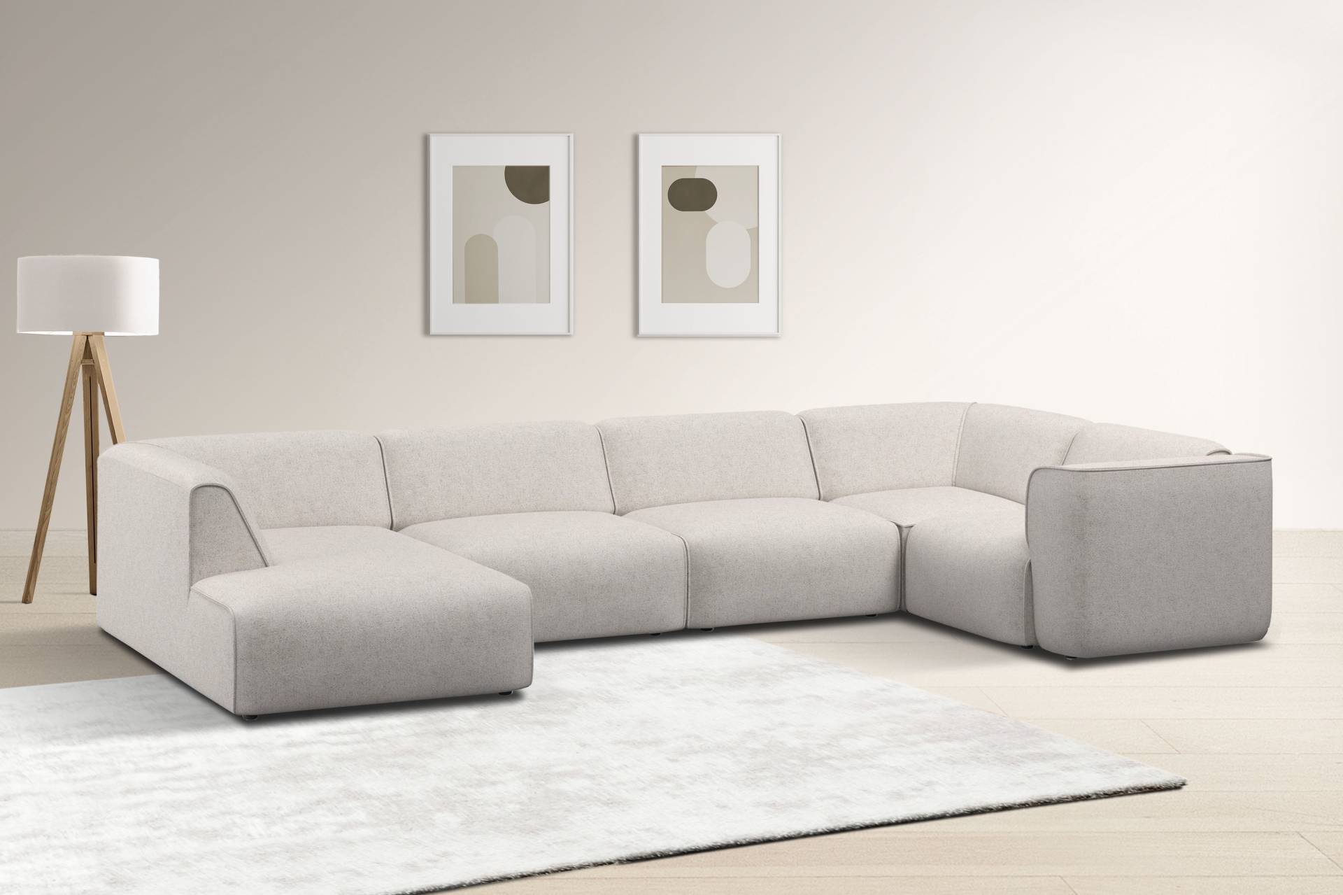 RAUM.ID Wohnlandschaft »Merid U-Form, jederzeit durch Module erweiterbar, B/T/H: 367/206/70 cm«, als Modul oder separat verwendbar, für individuelle Zusammenstellung von RAUM.ID