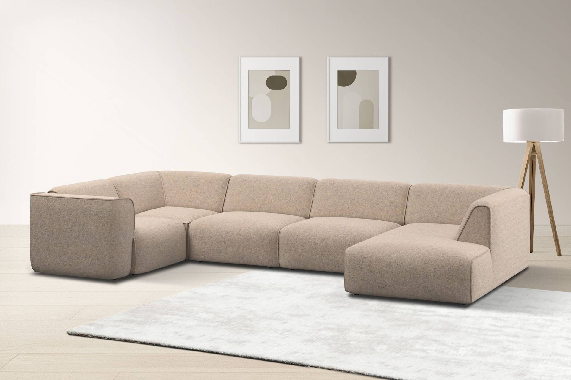 RAUM.ID Wohnlandschaft »Merid U-Form, jederzeit durch Module erweiterbar, B/T/H: 367/206/70 cm«, als Modul oder separat verwendbar, für individuelle Zusammenstellung von RAUM.ID