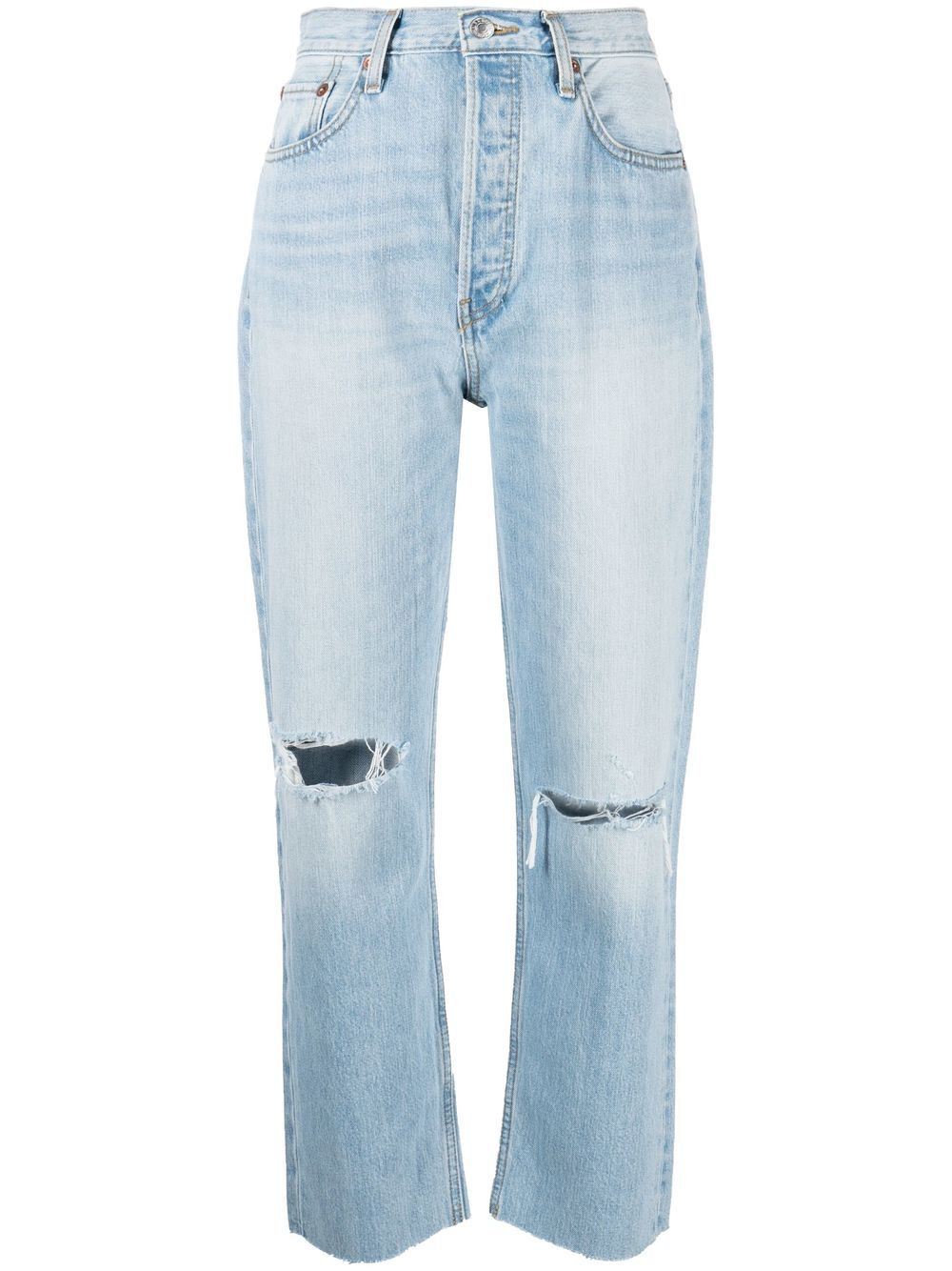 RE/DONE '70s ripped-knee cropped jeans - Blue von RE/DONE