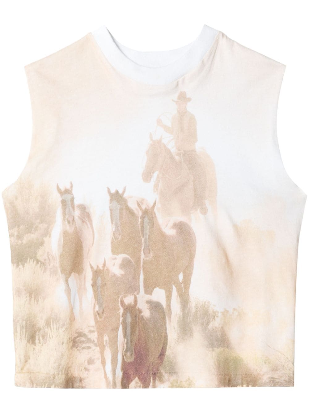 RE/DONE Baby Muscle Cowboy-print top - Neutrals von RE/DONE