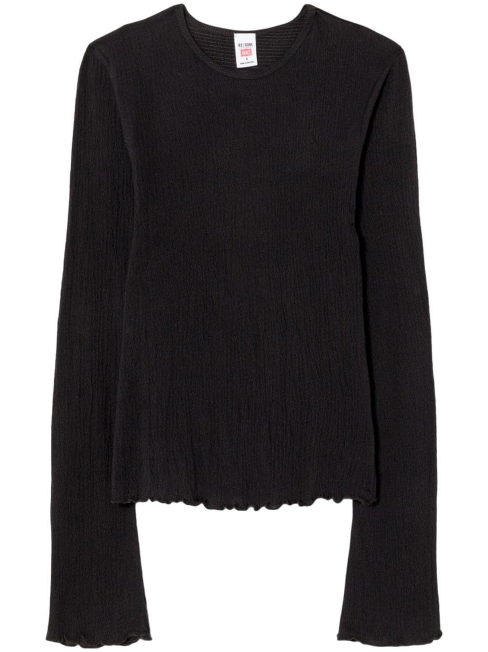 RE/DONE bell-sleeved crinkled top - Black von RE/DONE