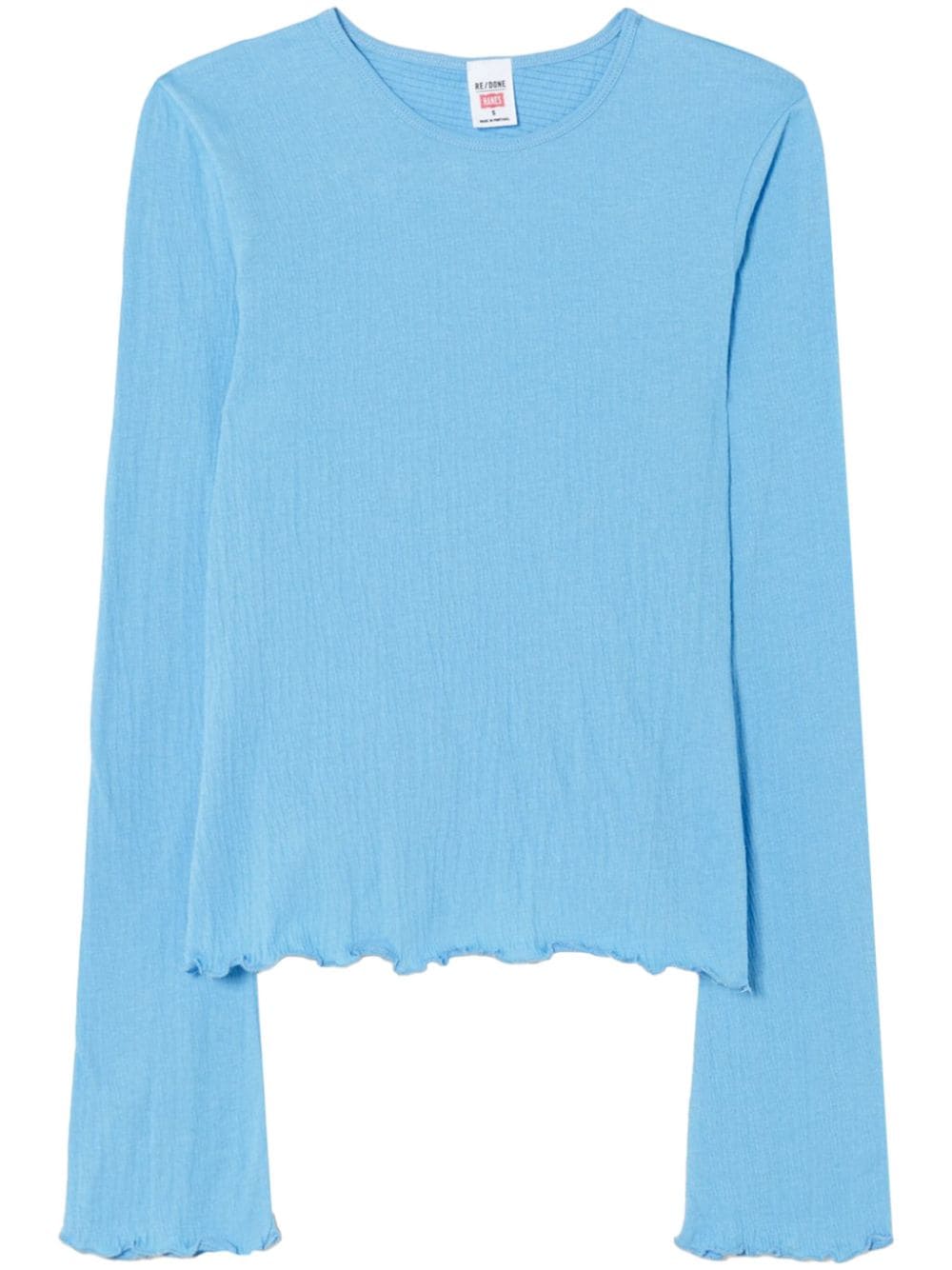 RE/DONE bell-sleeved crinkled top - Blue von RE/DONE