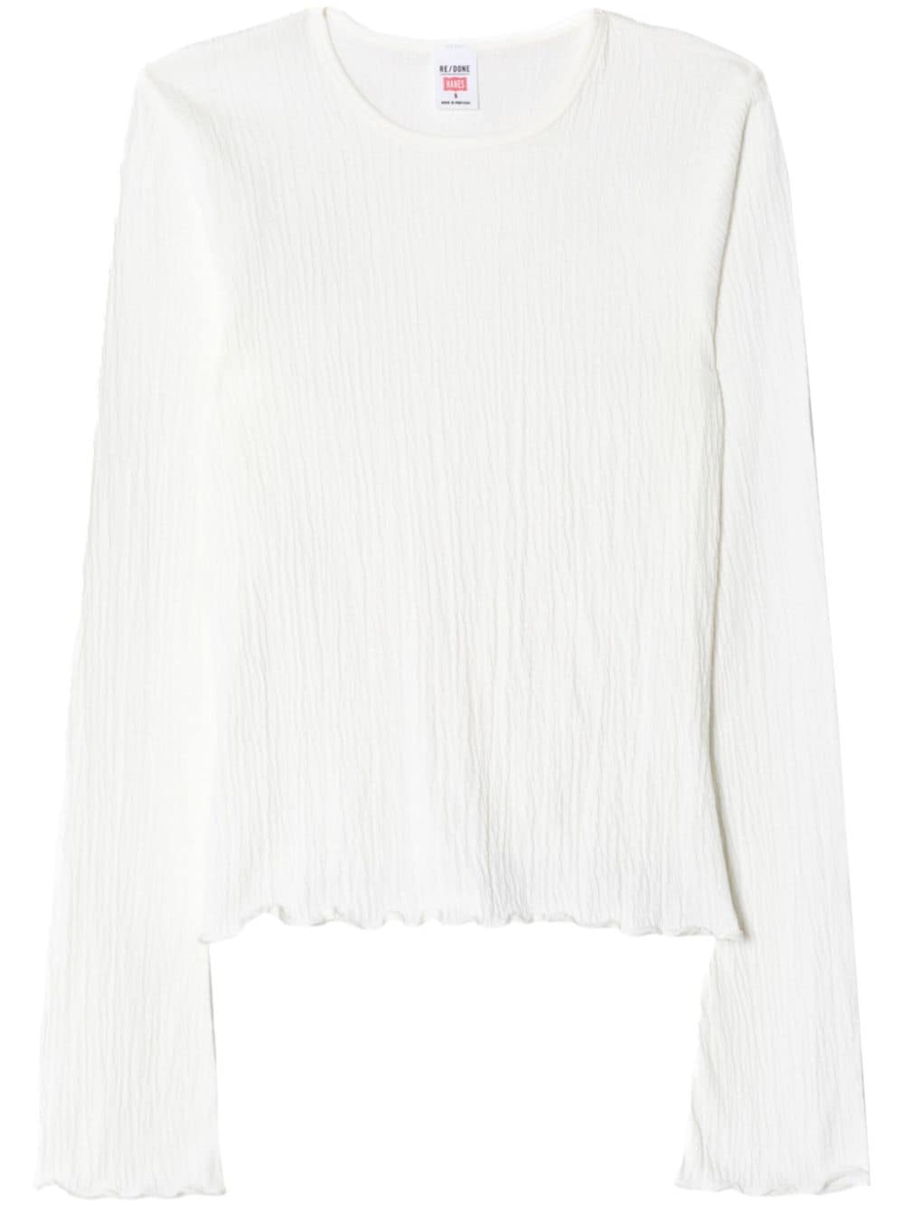 RE/DONE bell-sleeved crinkled top - White von RE/DONE