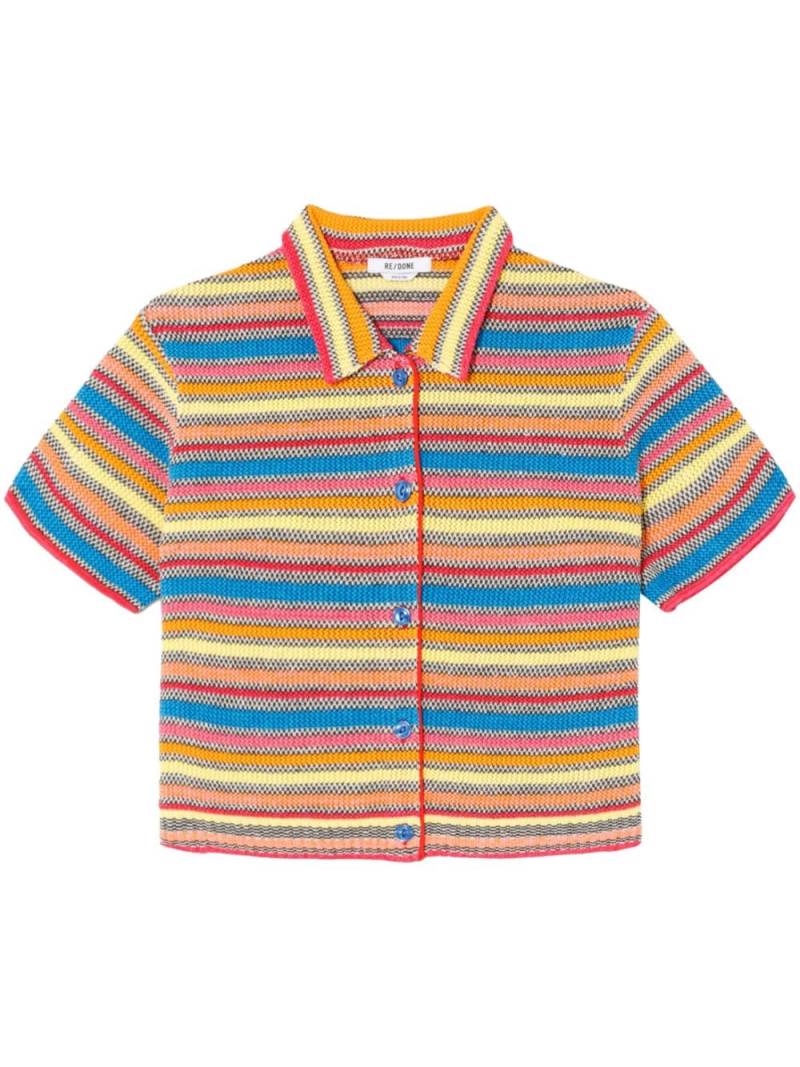 RE/DONE striped short-sleeve polo cardigan - Orange von RE/DONE