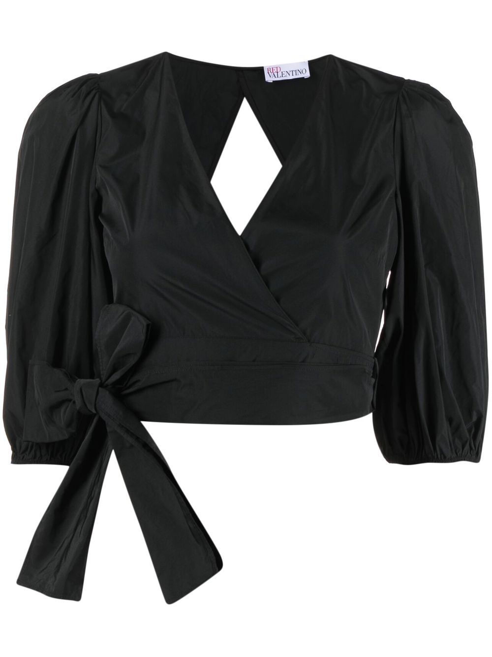 RED Valentino V-neck cropped wrap blouse - Black von RED Valentino