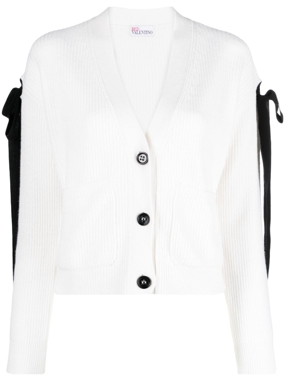 RED Valentino bow-embellished V-neck cardigan - White von RED Valentino