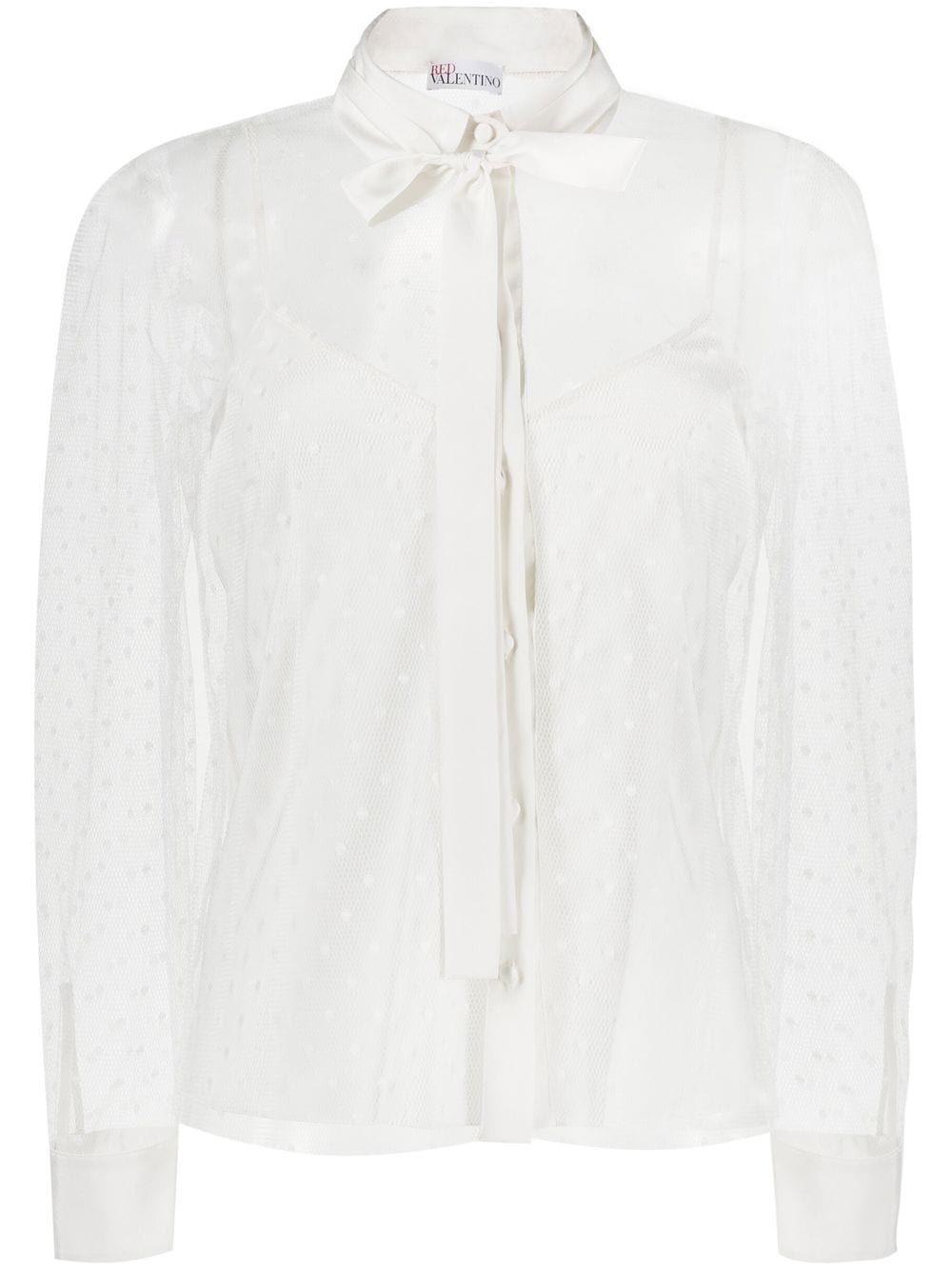 RED Valentino point d'esprit long-sleeved blouse - White von RED Valentino