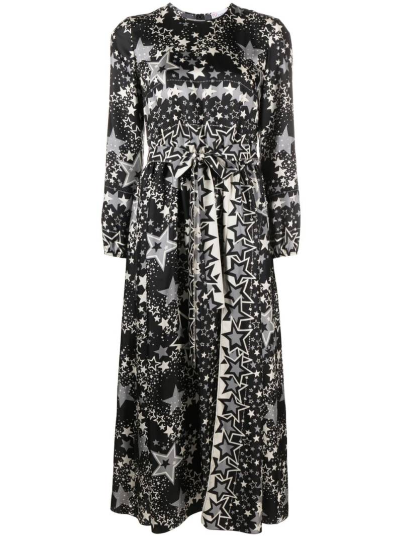 RED Valentino star-print silk midi dress - Black von RED Valentino