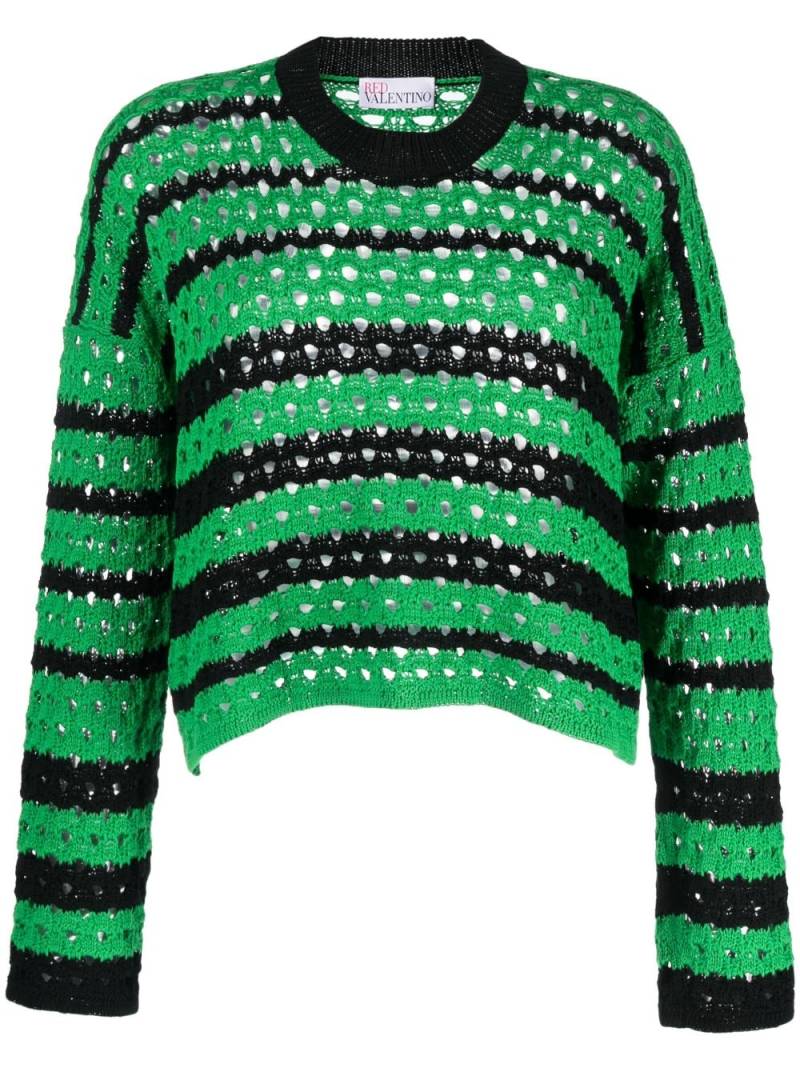 RED Valentino striped open-knit cotton jumper - Green von RED Valentino