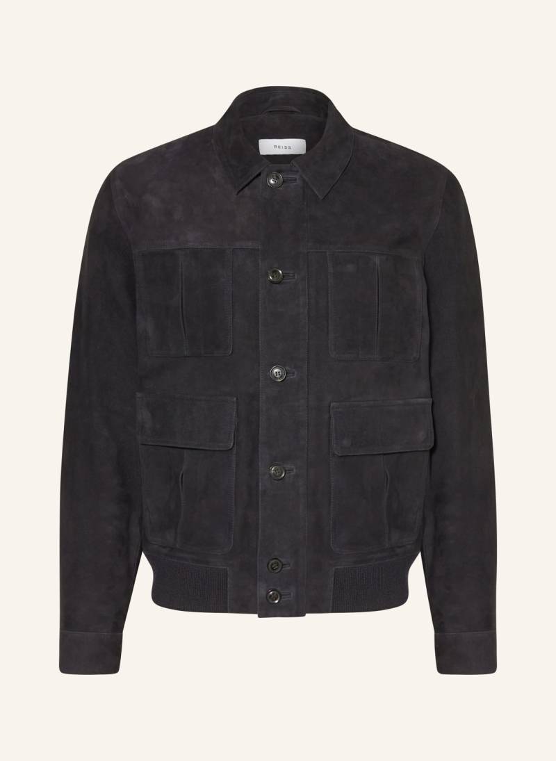 Reiss Lederjacke Thomas blau von REISS