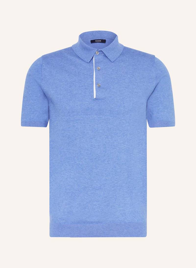 Reiss Strick-Poloshirt Finch Regular Fit blau von REISS